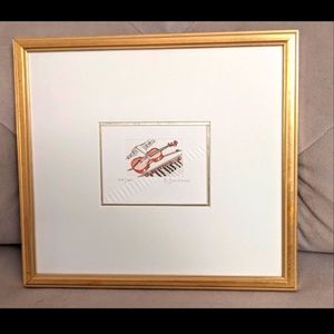 Copper Engraving Violin Painting Numbered and Signed by Quebec Artist Desbiens